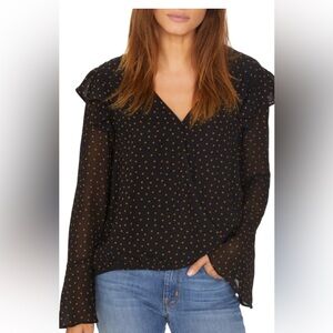 Sanctuary Black and Orange Polka Dot Blouse *GREAT USED CONDITION*